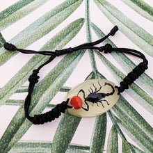 Load image into Gallery viewer, Real Glow in the Dark Black Scorpion Lucky Red Seed Bracelet - Heterometrus spinifer