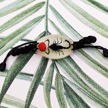 Load image into Gallery viewer, Real Glow in the Dark Black Scorpion Lucky Red Seed Bracelet - Heterometrus spinifer