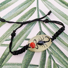 Load image into Gallery viewer, Real Glow in the Dark Black Scorpion Lucky Red Seed Bracelet - Heterometrus spinifer