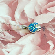 Blue Opal Sterling Silver Sea Shell Ocean Pendant Necklace