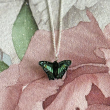 Load image into Gallery viewer, Green Malachite Butterfly Porcelain Pendant Necklace