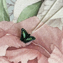 Load image into Gallery viewer, Green Malachite Butterfly Porcelain Pendant Necklace