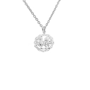 Sterling Silver Welsh Dragon Celtic Knot Pendant Necklace