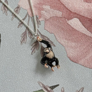 Chimpanzee Chimp Porcelain Animal Pendant Necklace