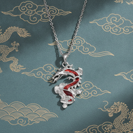 Real Paua Abalone Shell Chinese Dragon Pendant Necklace