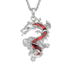 Load image into Gallery viewer, Real Paua Abalone Shell Chinese Dragon Pendant Necklace