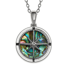 Load image into Gallery viewer, Real Paua Abalone Shell Compass Rose Navigator Sailors Pendant Necklace