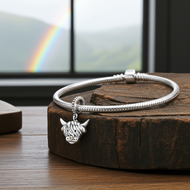Sterling Silver Scottish Highland Cow Bracelet Charm
