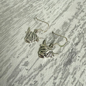 Sterling Silver Scottish Highland Cow Earrings
