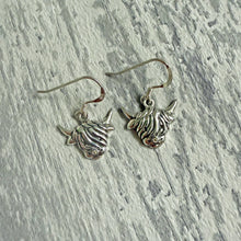 Load image into Gallery viewer, Sterling Silver Scottish Highland Cow Earrings