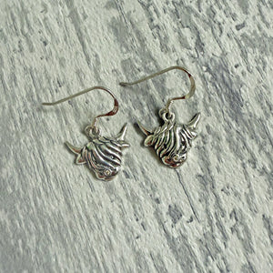 Sterling Silver Scottish Highland Cow Earrings