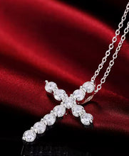 Load image into Gallery viewer, Sterling Silver Christian Cross with Czech Crystals Pendant Necklace
