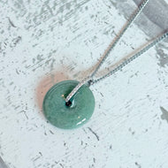Certified Jade and Sterling Silver Crystal Agogo Pendant Necklace