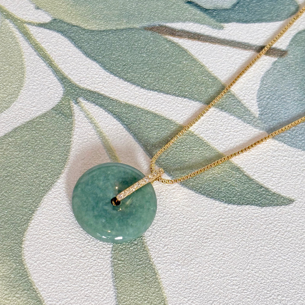 Certified Jade and Gold Plated Sterling Silver Crystal Agogo Pendant Necklace