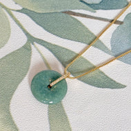 Certified Jade and Gold Plated Sterling Silver Crystal Agogo Pendant Necklace