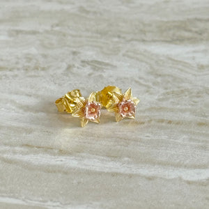 Sterling Silver Gold Plated Celtic Welsh Daffodil Flower Stud Earrings