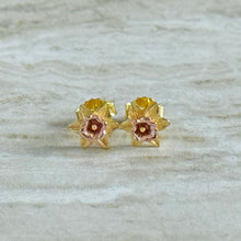 Load image into Gallery viewer, Sterling Silver Gold Plated Celtic Welsh Daffodil Flower Stud Earrings