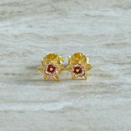 Sterling Silver Gold Plated Celtic Welsh Daffodil Flower Stud Earrings