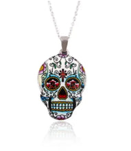 Load image into Gallery viewer, Day of the Dead Sugar Skull Pendant Necklace