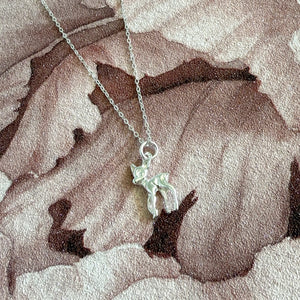 Solid 925 Sterling Silver Baby Deer Fawn Pendant Necklace