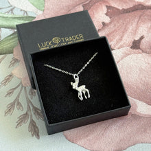 Load image into Gallery viewer, Solid 925 Sterling Silver Baby Deer Fawn Pendant Necklace