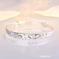Sterling Silver Diamond Cut Star Bangle Bracelet