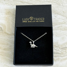 Load image into Gallery viewer, Solid 925 Sterling Silver Diplodocus Dinosaur Pendant Necklace