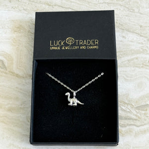 Solid 925 Sterling Silver Diplodocus Dinosaur Pendant Necklace