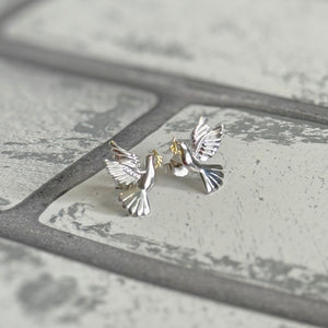Sterling Silver Dove of Peace Stud Earrings