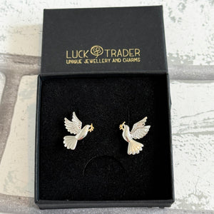 Sterling Silver Dove of Peace Stud Earrings