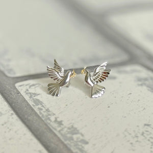 Sterling Silver Dove of Peace Stud Earrings