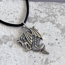 Load image into Gallery viewer, Solid 925 Sterling Silver Mythical Dragon Men&#39;s Pendant Necklace