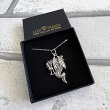 Load image into Gallery viewer, Solid 925 Sterling Silver Mythical Dragon Men&#39;s Pendant Necklace