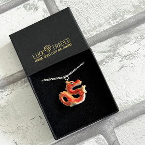 Lucky Chinese Dragon Porcelain Pendant Necklace