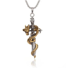 Load image into Gallery viewer, Medieval Dragon Sword Pendant Necklace