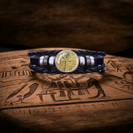 Ancient Egyptian Golden Ankh Cross Mens Bracelet