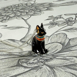 Egyptian Cat Porcelain Pendant Necklace