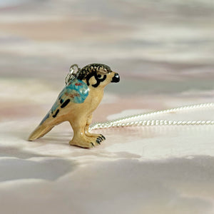 Egyptian Falcon Bird Porcelain Pendant Necklace