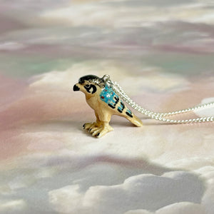 Egyptian Falcon Bird Porcelain Pendant Necklace