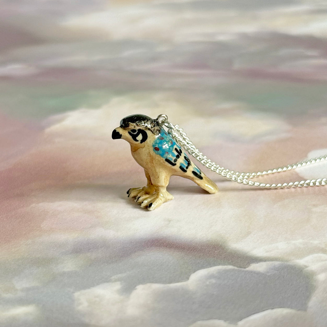 Egyptian Falcon Bird Porcelain Pendant Necklace