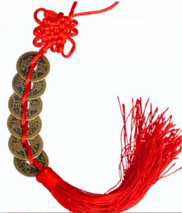 Lucky Chinese Feng Shui Coin Red Silk Protection Door Hanger