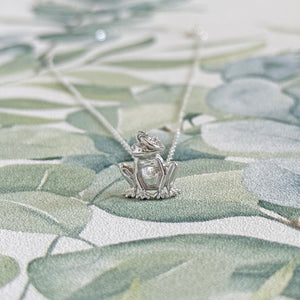 Solid 925 Sterling Silver Frog Pendant Necklace