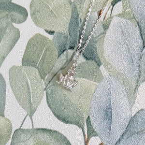 Solid 925 Sterling Silver Frog Pendant Necklace