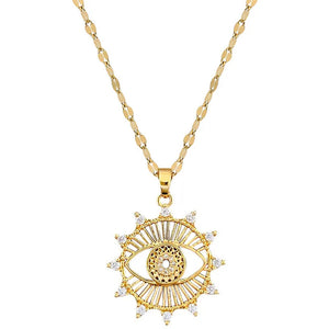 Evil Eye of Protection Crystal Gold Plated Pendant