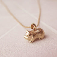 Sterling Silver Gold Plated Guinea Pig Pendant Necklace