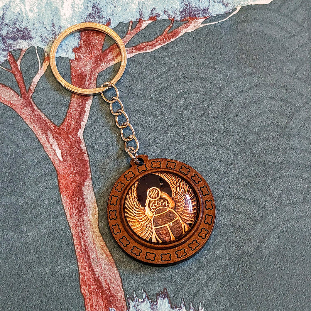 Ancient Egyptian Golden Scarab Beetle Keyring Keychain