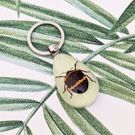 Real Golden Striped Shield Bug Glow in the Dark Keyring Keychain - poecilocoris balteatus
