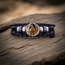 Load image into Gallery viewer, Ancient Egyptian Golden Scarab Beetle Mens Bracelet