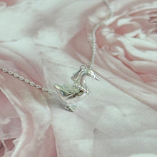 Load image into Gallery viewer, Solid 925 Sterling Silver Goose with Heart Necklace Pendant Necklace
