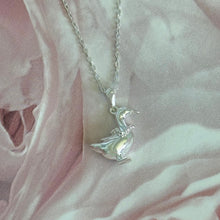 Load image into Gallery viewer, Solid 925 Sterling Silver Goose with Heart Necklace Pendant Necklace